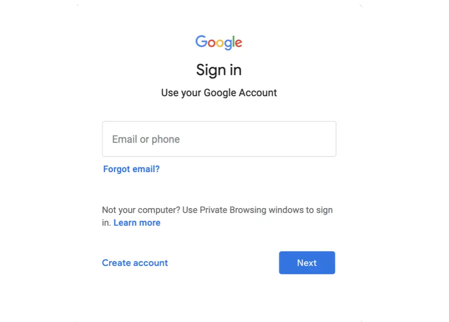 Sign in to your Gmail Account.