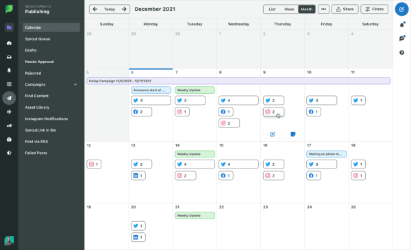 Sprout Social Calendar Dashboard