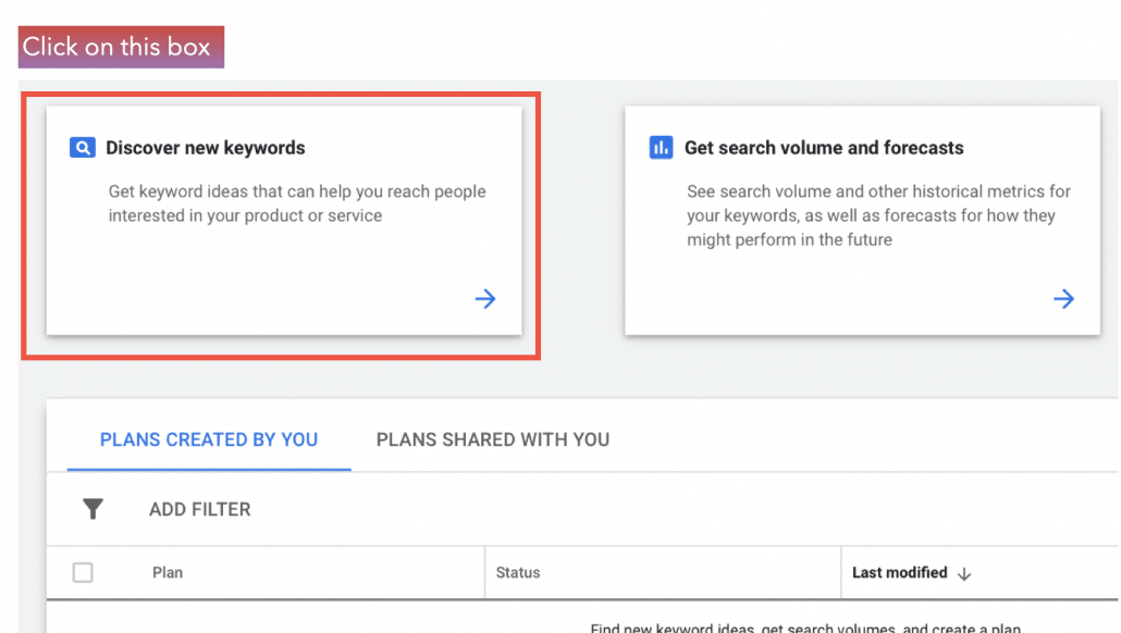 Click on ‘Discover new keywords’.