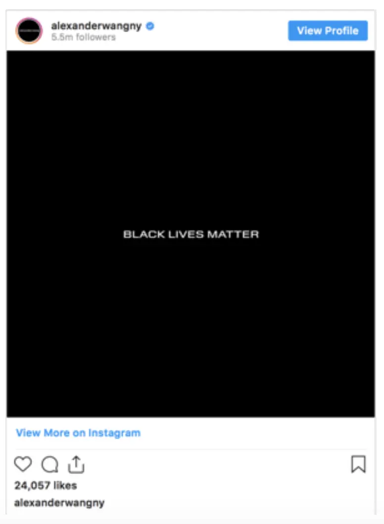 Alexander wang new york instagram black lives matter campaign