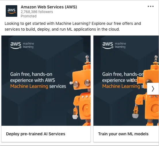 Amazon Web Services (AWS) ads on Machine Learning