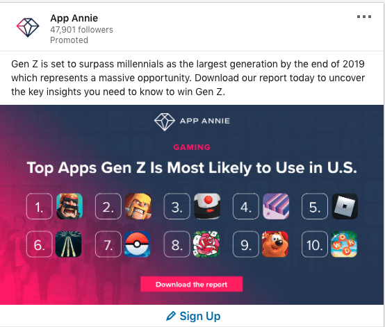 App Annie ads on Gen Z