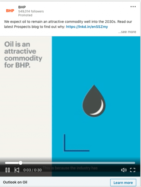 BHP ads on commodity