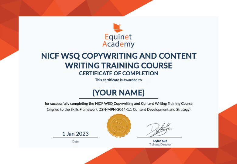 WSQ Copywriting and Content Writing Course Certificate