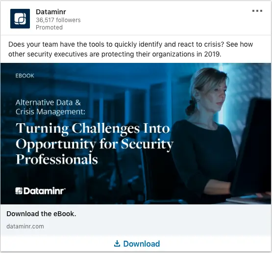 Dataminr ads on Alternative Data & Crisis Management
