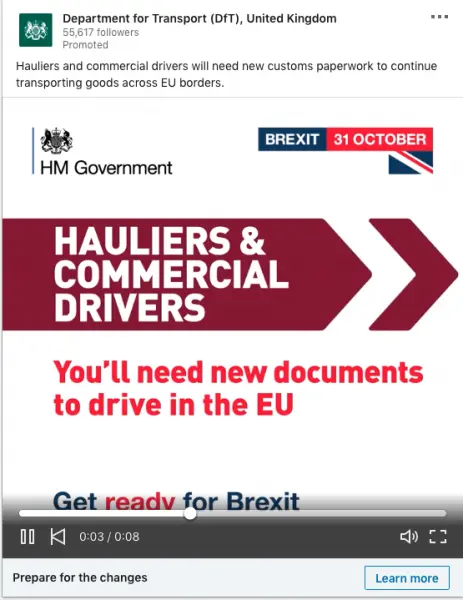 Department for Transport (GfT), United Kingdom ads on Hauliers & Commercial Drivers