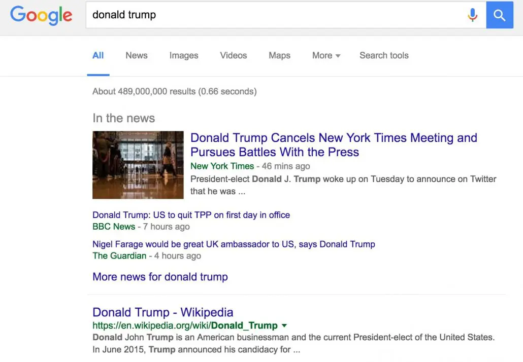 Donald Trump QDF Search Results