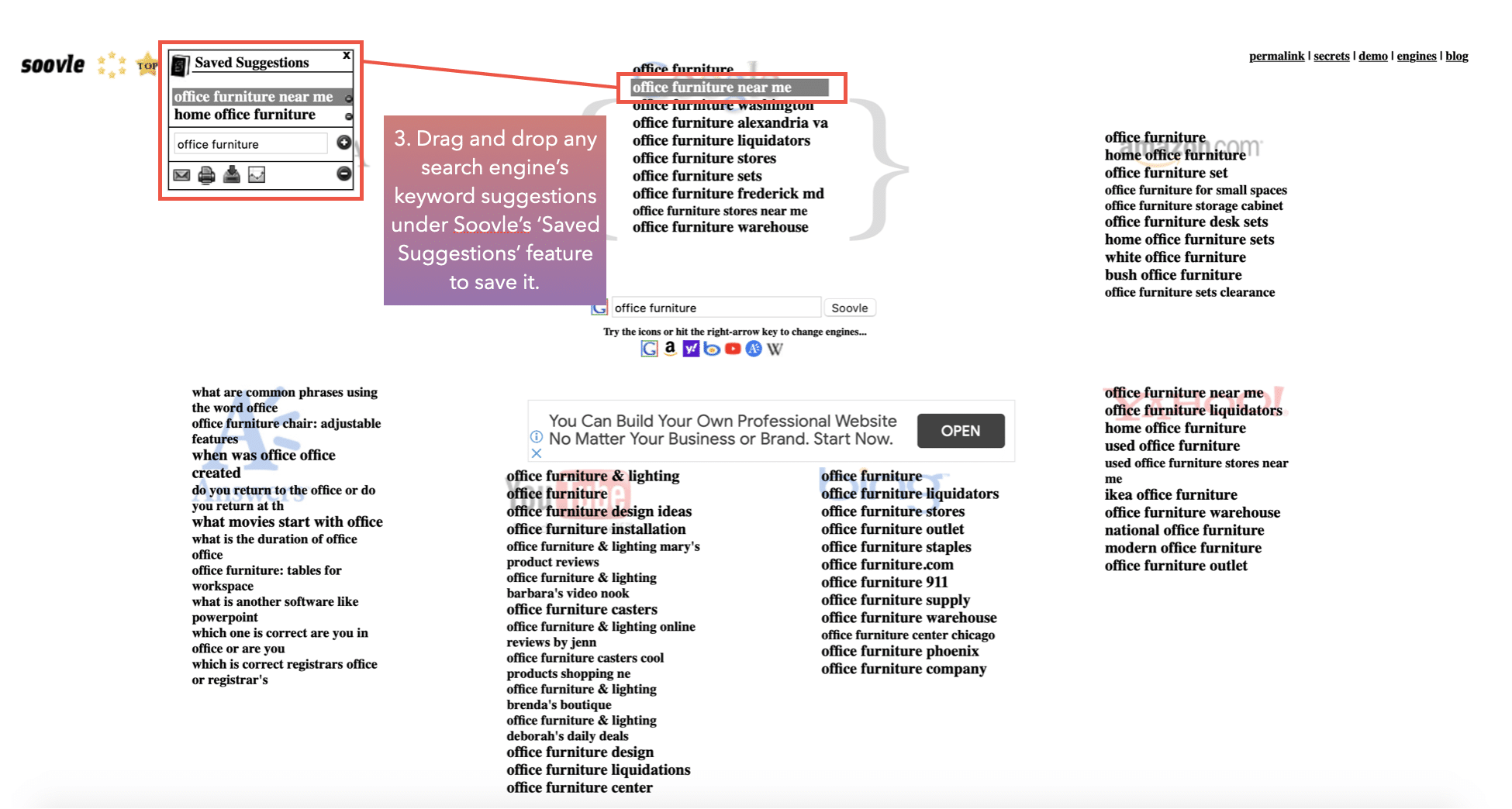 soovle keywords drag and drop function