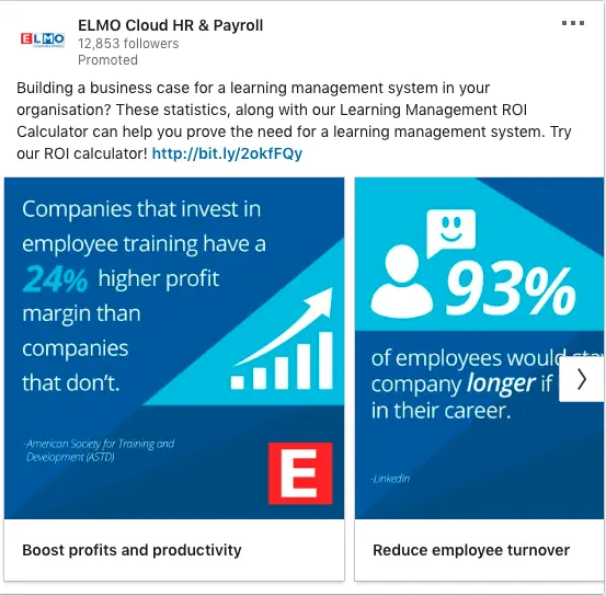 ELMO Cloud HR & Payroll ads on profits and productivity 