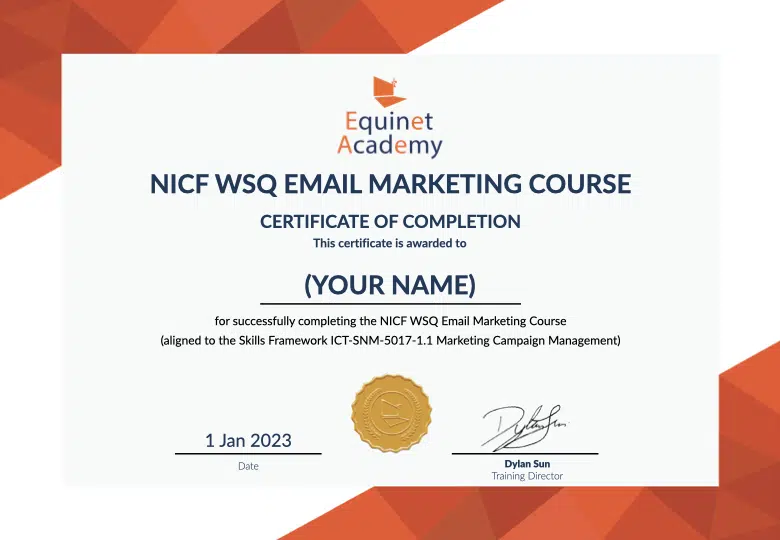 WSQ Email Marketing Course Certificate