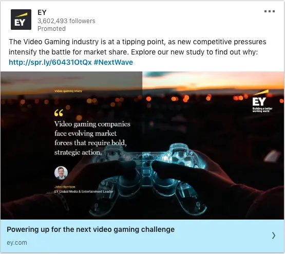 EY ads on Video Gaming industry