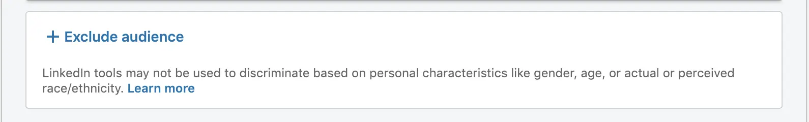 linkedIn exclusions example