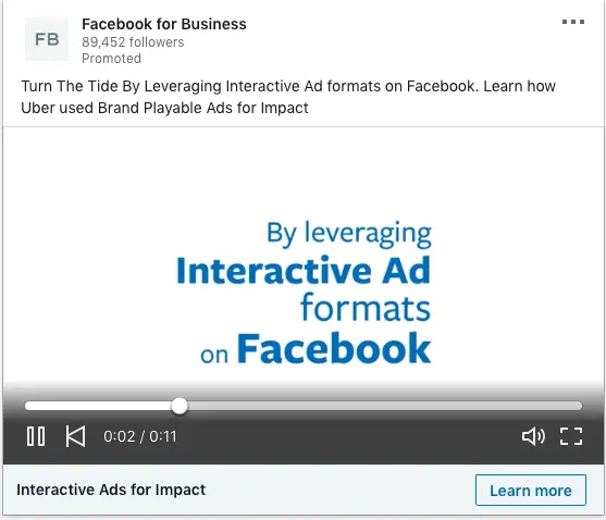Facebook for Business ads on Interactive Ad formats