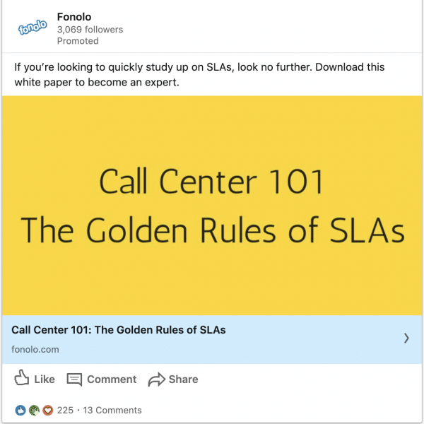 Fonolo ads on Call Center 101 - The Golde Rules of SLAs