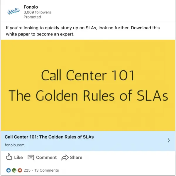 Fonolo ads on Call Center 101 - The Golde Rules of SLAs