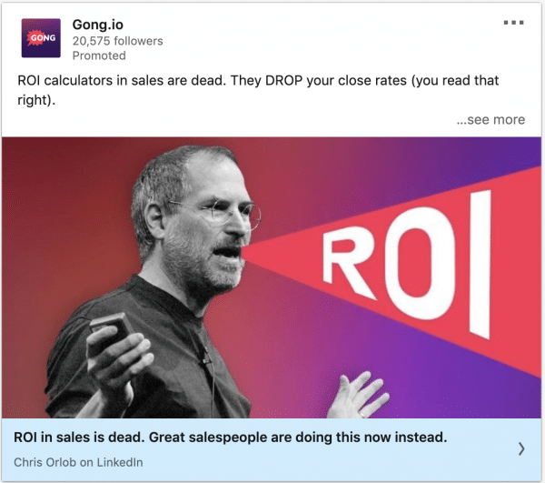 Gong.io ads on ROI