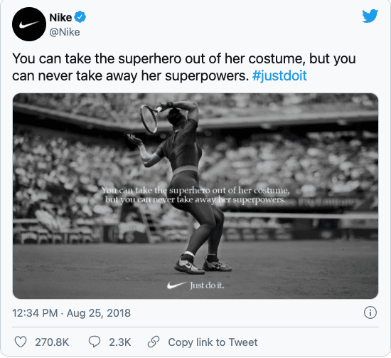 One of Nike’s “Dream Crazy” campaign posts featuring American Tennis Player Serena Williams.