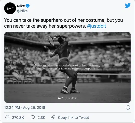 One of Nike’s “Dream Crazy” campaign posts featuring American Tennis Player Serena Williams.