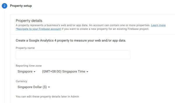 Property setup for Google Analytics 4 (GA4)