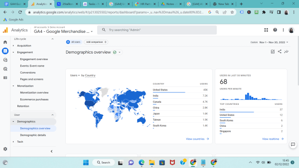 Demographics overview report on Google Analytics 4 (GA4)