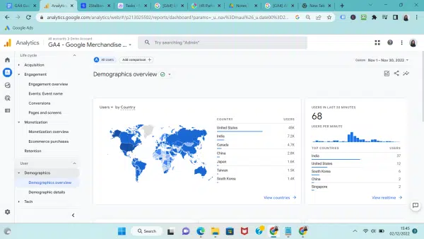 Demographics overview report on Google Analytics 4 (GA4)