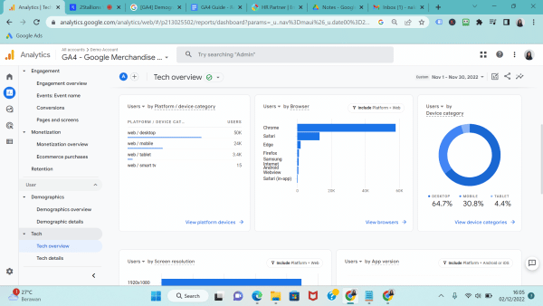 Tech overview report on Google Analytics 4 (GA4)