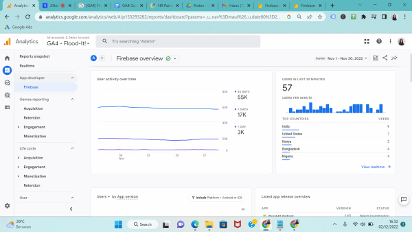 Firebase report on Google Analytics 4 (GA4)