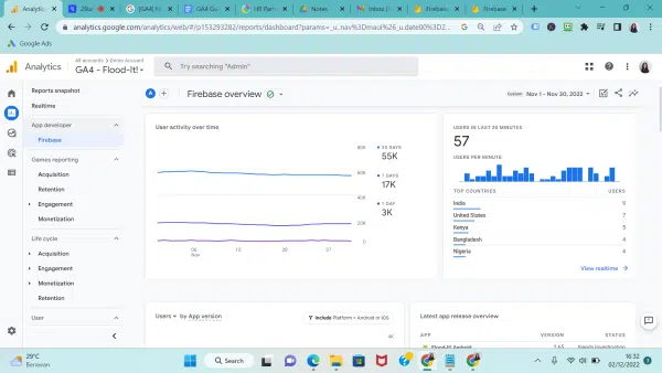 Firebase report on Google Analytics 4 (GA4)