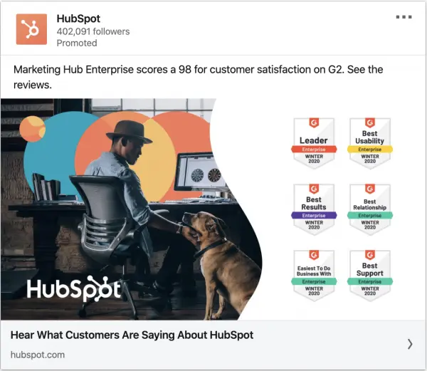 Hubspot ads on customer satisfaction