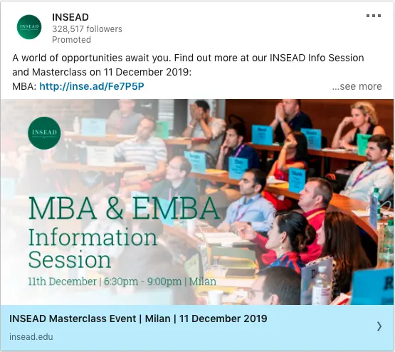 INSEAD ads on MBA & EMBA