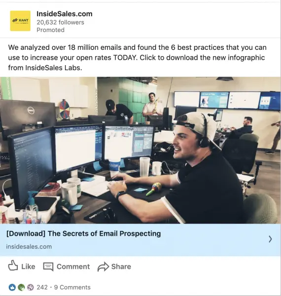 Insidesales.com ads on Secrets of Email Prospecting