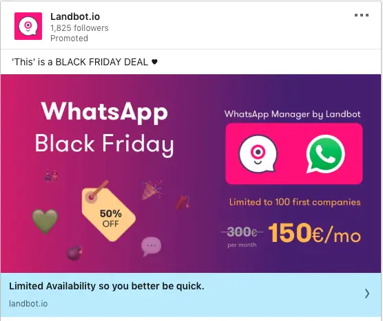 LandBot.io ads on Black Friday Deal