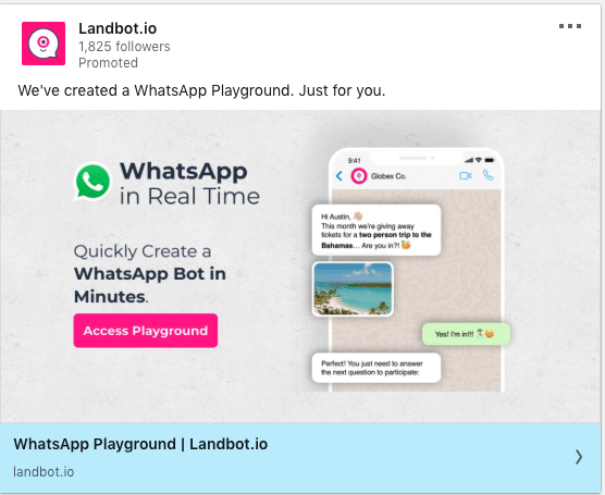 LandBot.io ads on WhatsApp Bot