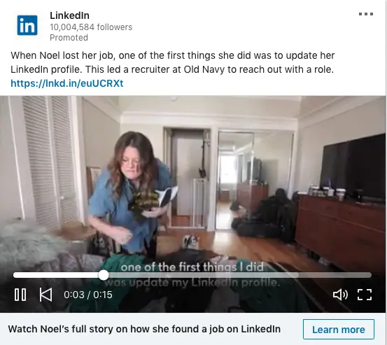 Linkedin Marketing Solutions ads on how they help job seekers