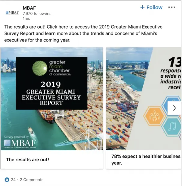 MBAF ads on 2019 Greater Miami Executive Survey Report
