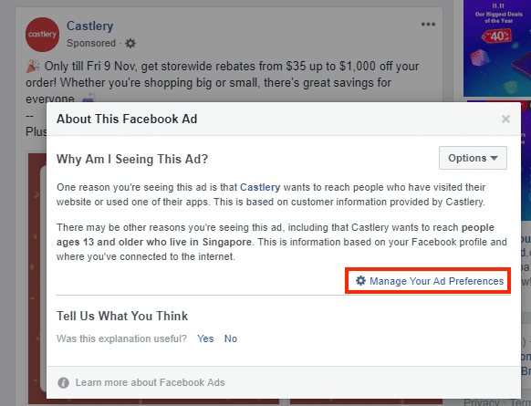Manage Ad Preference FB