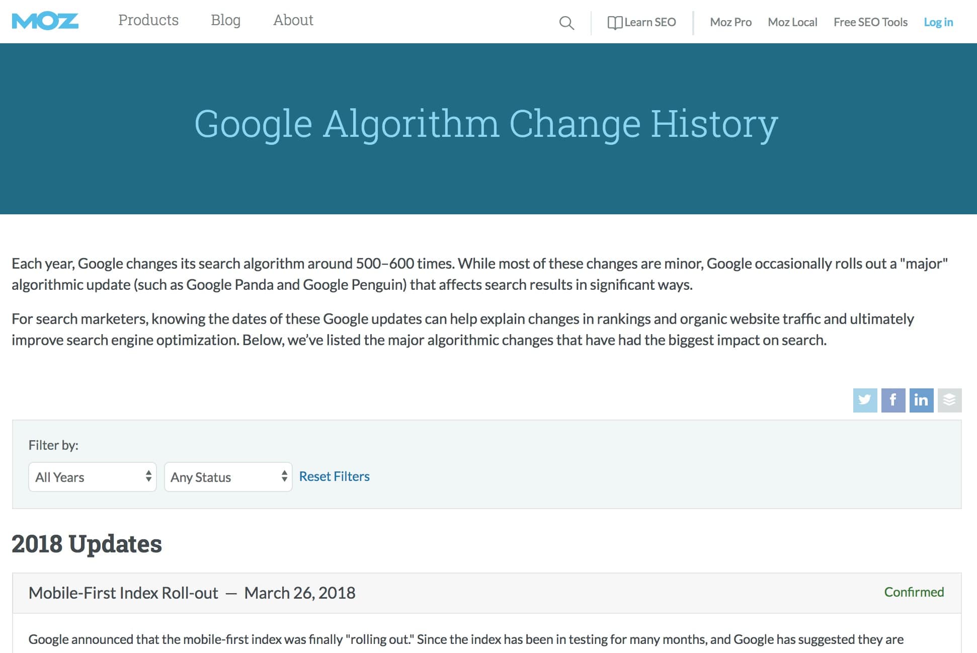 Moz Google Algorithm Changes