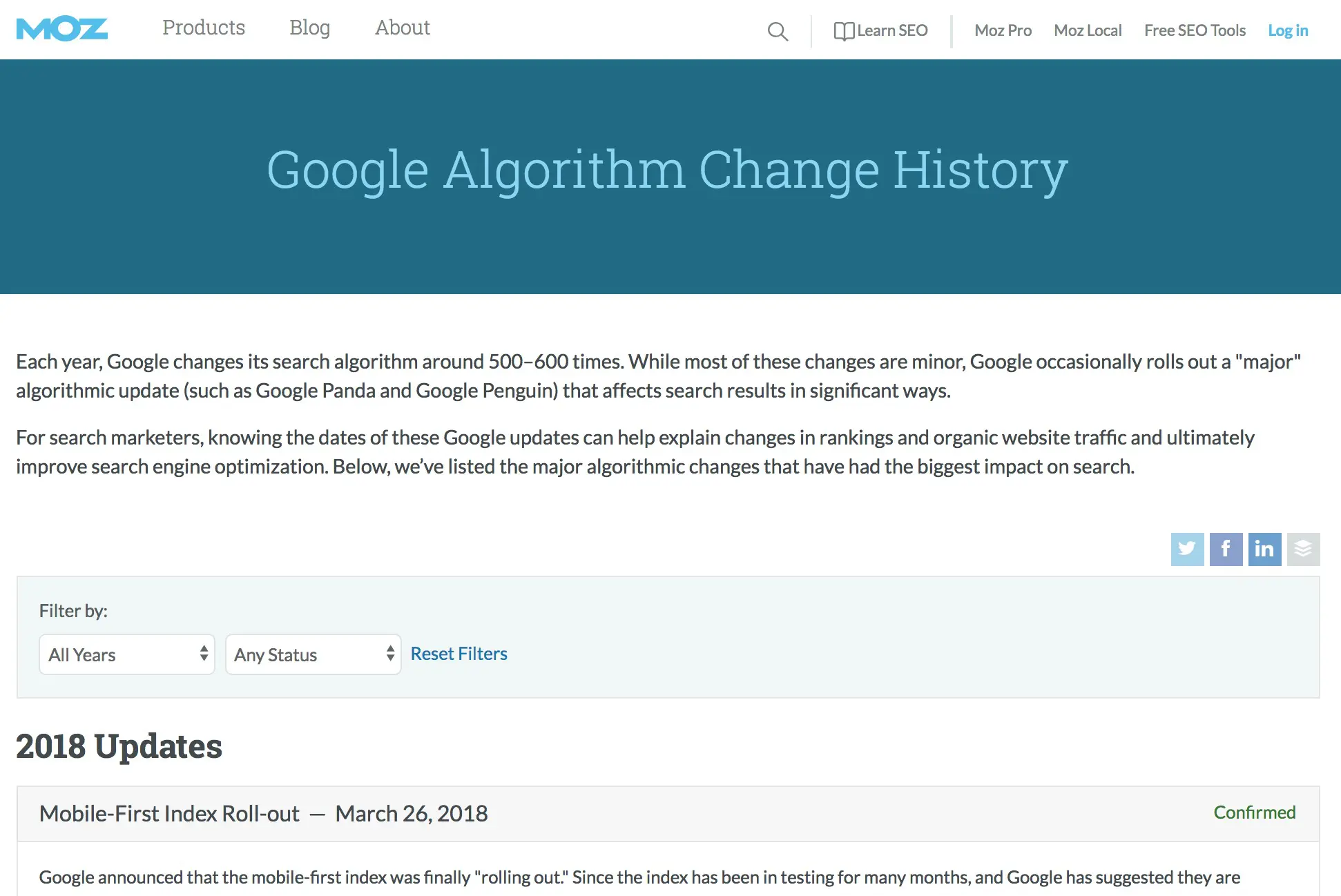 Moz Google Algorithm Changes
