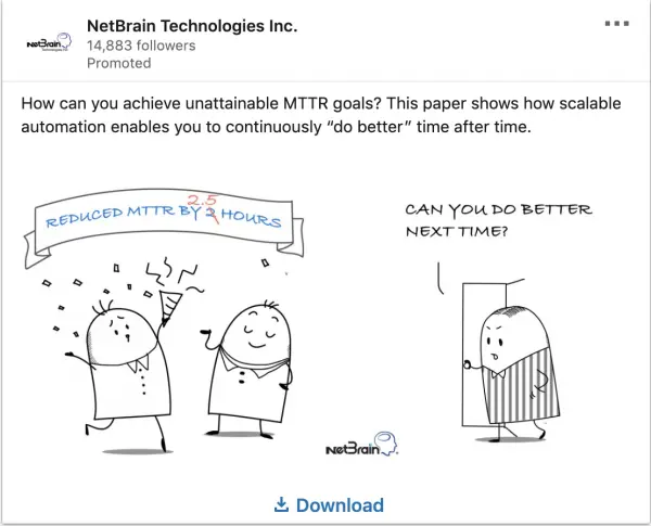 NetBrain ads on unattainable MTTR goals
