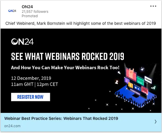 On24 ads on Rocked Webinars of 2019