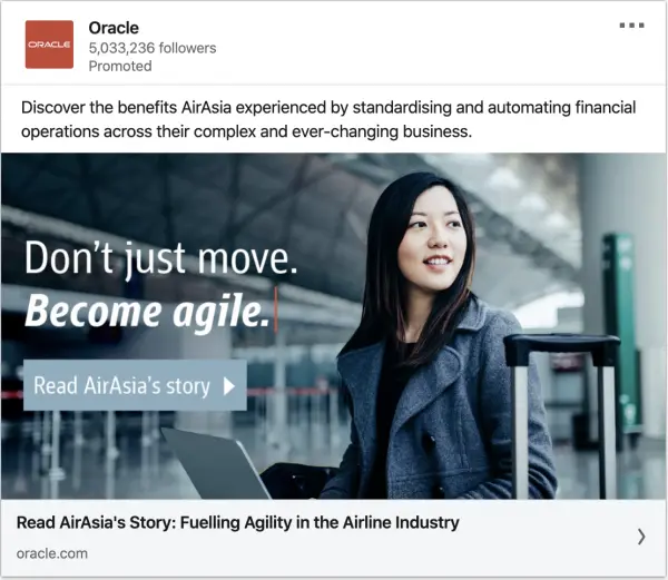 Oracle ads on AirAsia's story