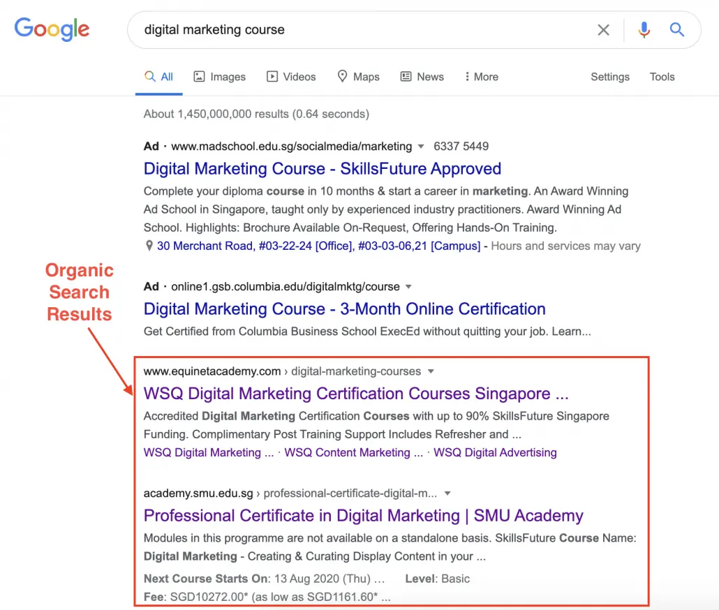 Organic Search Results