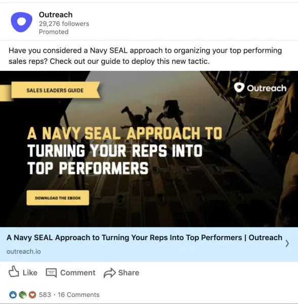 Outreach ads on A Navy SEAL Approach