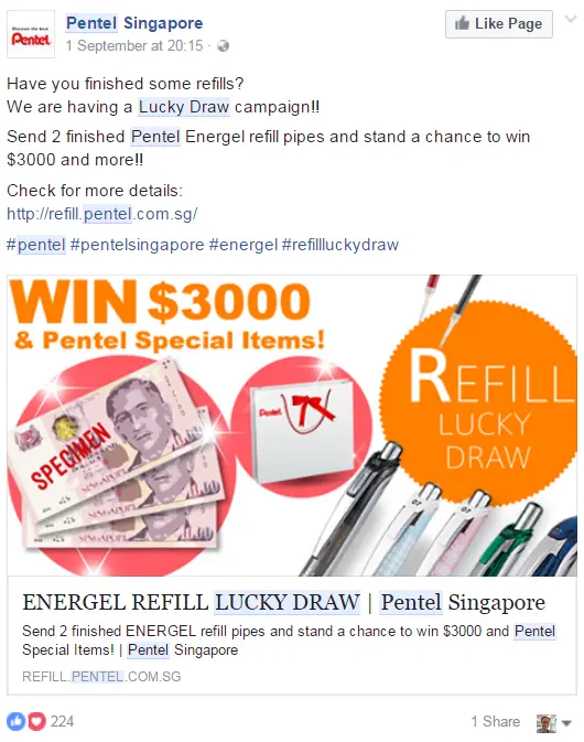 Lucky draw from Pentel