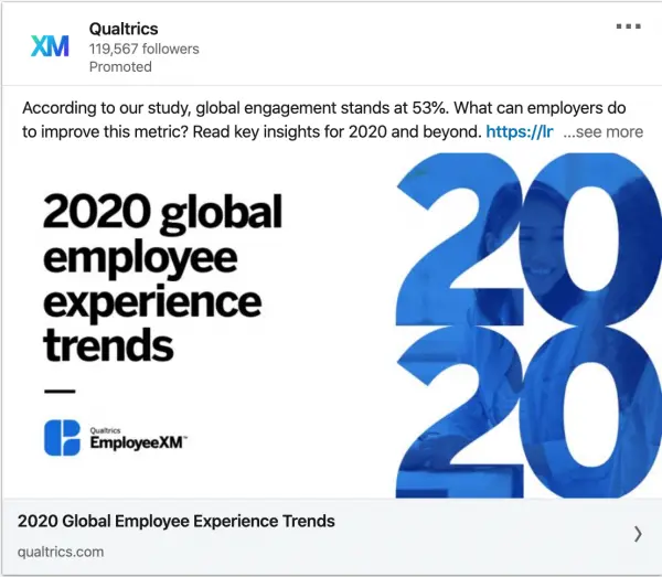 Qualtrics ads on 2020 global employee experience trends