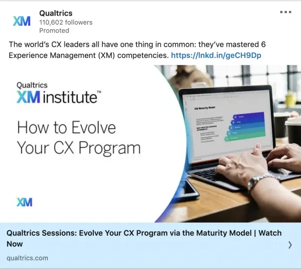 Qualtrics ads on CX Program