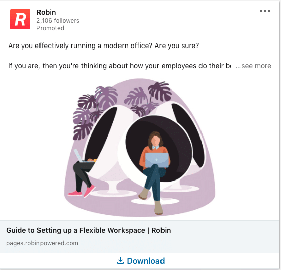 Robin ads on Flexible Workspace Setup