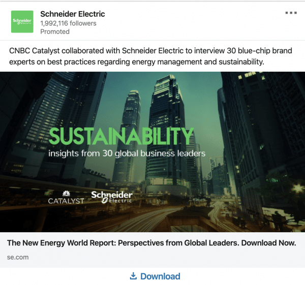 Schneider Electric ads on Sustainability