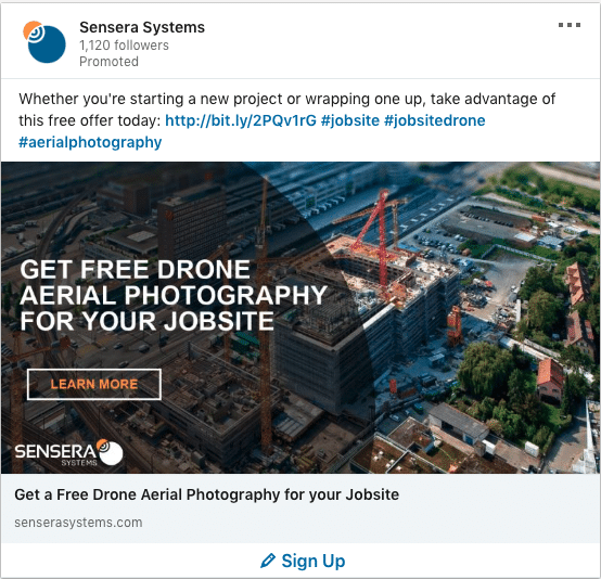 Sensera Systems ads on Drone Aerial Photography For Jobsite