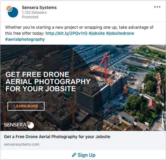 Sensera Systems ads on Drone Aerial Photography For Jobsite